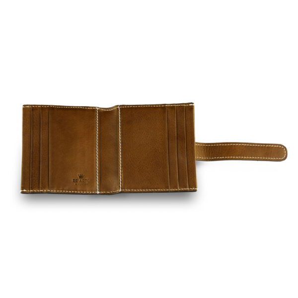 Handmade leather credit card holder Morien burned open