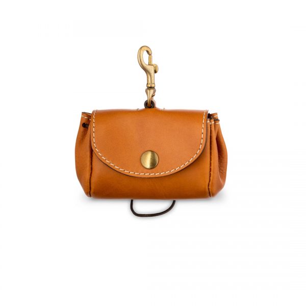 Handbag for hygienic bags in handmade leather Kaide cognac