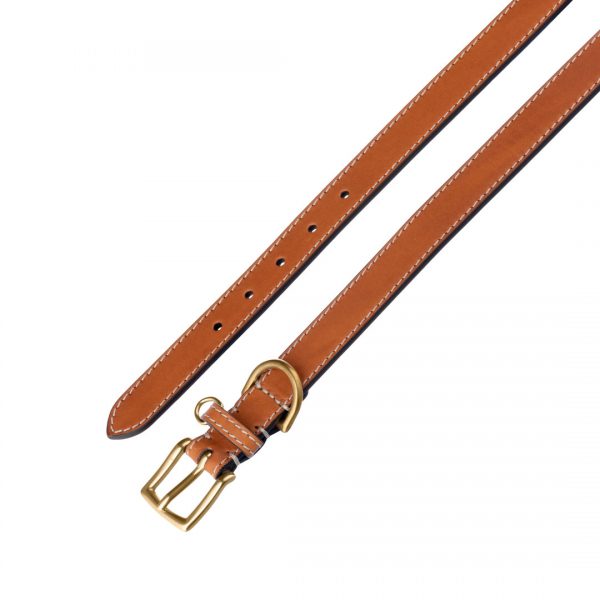 Handmade Jenna M cognac dog collar detail