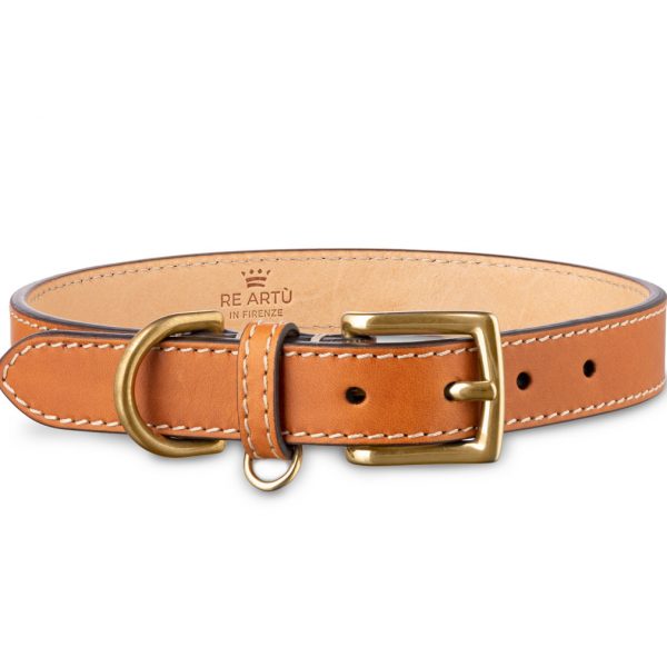 Handmade Jenna M dog collar cognac